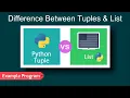 Difference Between Tuples and List In Python Example Program Hindi