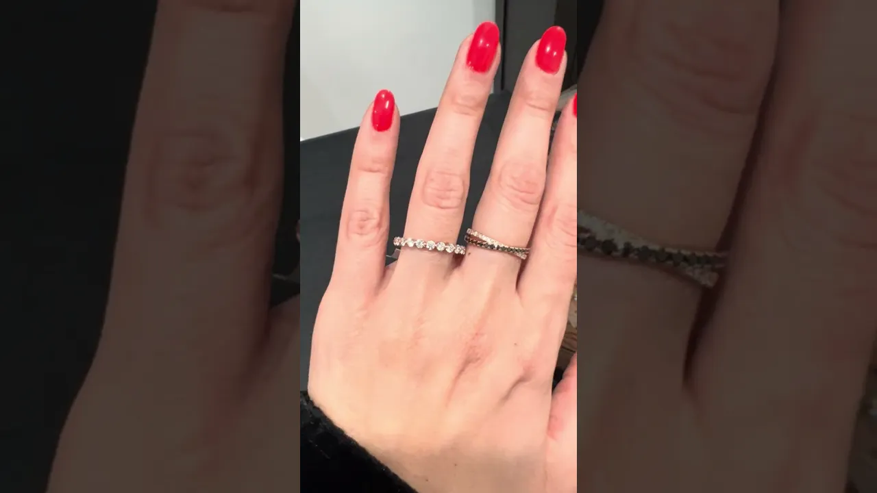 14K Floating Diamond Stackable Ring Wedding Band