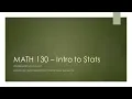 MATH 130 - Lesson 27 Linear Regression
