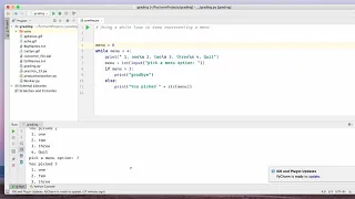 Creating a menu in a while loop