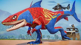 New Dinosaur Spider-Man King Shark vs Super Hero Dinosaurs | Who Will Survive