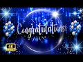Congratulations in Blue Silver 1 Hour 4K U Wallpaper Loop Graduation Achievement Background
