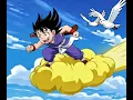 Young Son Goku flying on his magical cloud Flying Nimbus