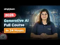 Generative AI Full Course 2026 Generative AI Training In 24 Hours Gen AI Tutorial Simplilearn