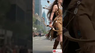 Lakota Native American Woman And The Sacred Bison Beauty Fashion Glamour Model 