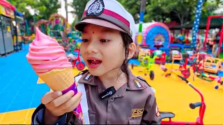 aqila menjadi polisi menangkap pencuri es krim