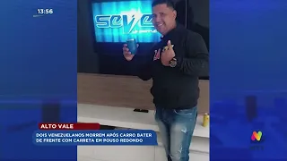 Dois venezuelanos morrem após carro bater de frente com carreta em Pouso Redondo