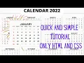 Design Beautiful Calendar 2022 Using HTML and CSS