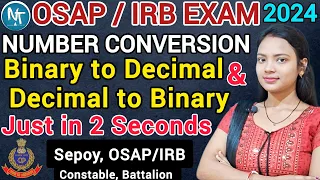 COMPUTER Binary to Decimal and Decimal to Binary Conversion just in 2 seconds ll OSAP IRB Exam