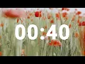 40 Second Timer with Relaxing Music and Alarm Countdown Clock for Stress Relief