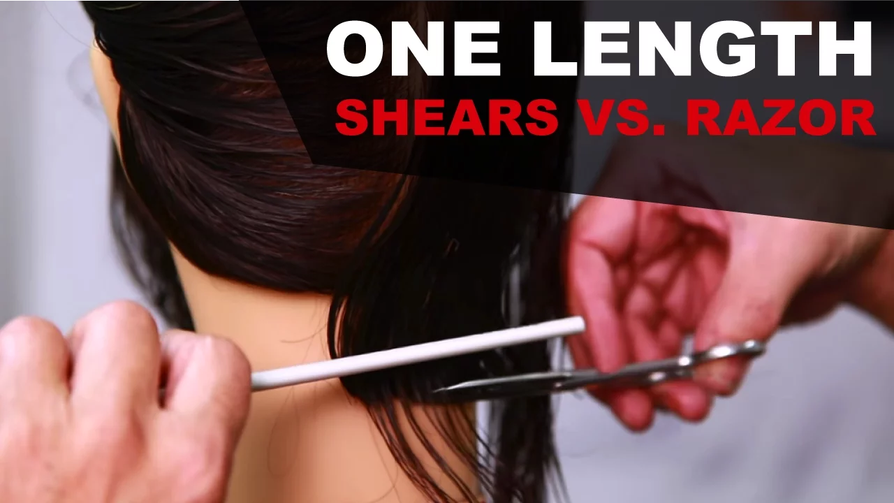 One length haircut: using a razor vs. shears