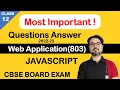 Most Important Questions of JavaScript for CBSE BOARD EXAM Web Application 803 CLASS XII