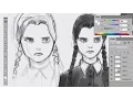 MedSketch 5 - Drawing Wednesday Addams