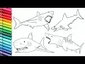 How to Draw Shark Color Pages Collection for Children - Drawing Lesson Great White Shark Sea Monster