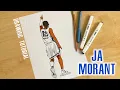 How to draw NBA players Ja Morant The Memphis Grizzlies