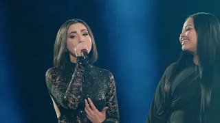 Jasmine shares the stage with Destiny for He Lives In You X Factor Malta S5 BACK TO WIN