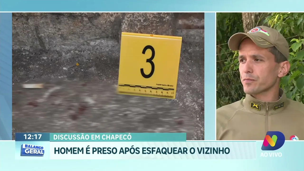 Homem é preso após esfaquear o vizinho em Chapecó