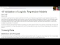 19 Validation of Logistic Regression Models