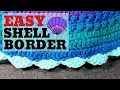 How To Crochet EASY Shell Border For Beginner - Scallop Edge
