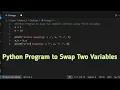 Python program to Swap Two Variables without using temp variable Swap Two Variables VS Code