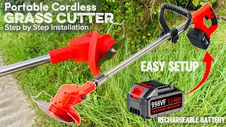 How to Assemble and Setup Cordless Grass Cutter Step by Step Portable Rechargeable Grass Trimmer