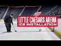 Installing and painting the ice at Little Caesars Arena