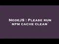 NodeJS Please run npm cache clean