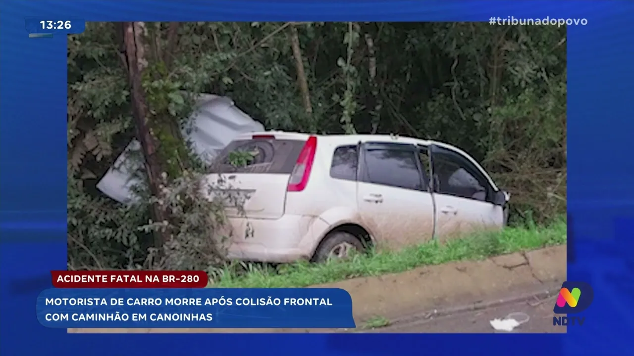 Acidente fatal na BR-280: motorista de carro morre após colisão frontal com caminhão em Canoinhas
