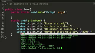 Creating a void method in Java