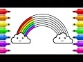 Cute Rainbow Coloring Pages How to Draw Rainbow and Clouds for Kids