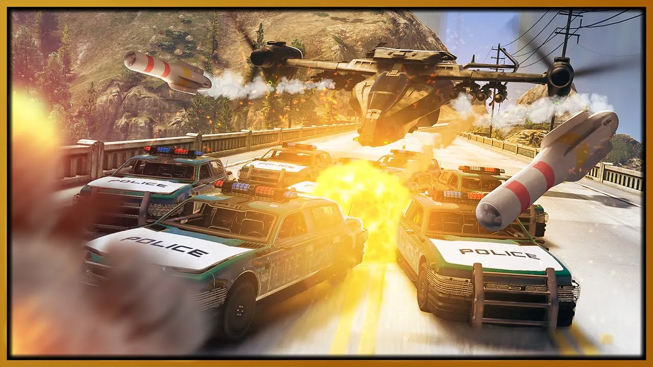 We Stole Military Attack Helicopter & Destroyed Cops in GTA 5 RP