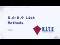 Python List Methods KITE Free Python Course 8 6-8 9