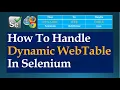 How To Handle Dynamic WebTable In Selenium WebDriver Java