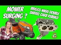 HOW TO FIX A SURGING RIDING MOWER Briggs and Stratton Double Barrel Carburetor Rebuild - Repair