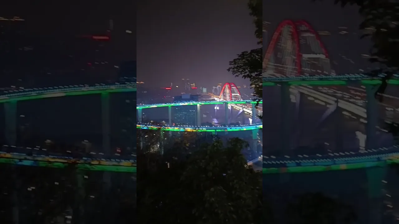 Bridge in Chongqing China Day vs Night   vs