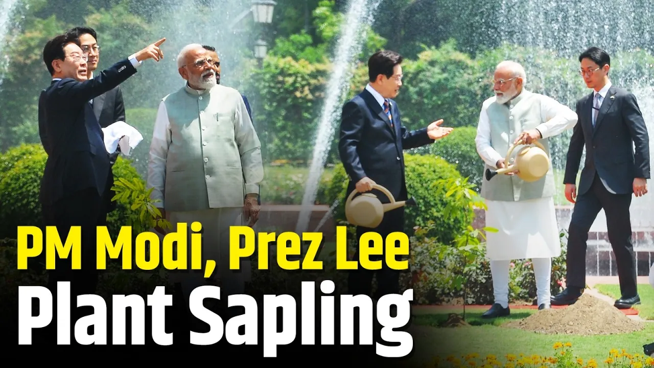 rime Minister Narendra Modi, South Korean President Lee Jae-myung plant sapling at Hyderabad house