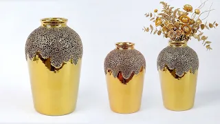 DIY Flower Vase || How to make Gypsum(POP) flower vase making || Cement flower vase