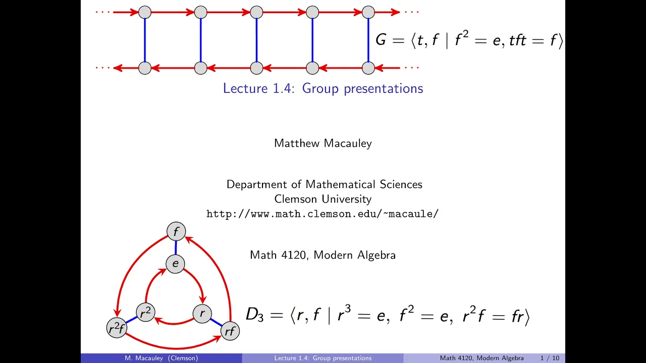 Visual Group Theory, Lecture 1.4: Group presentations