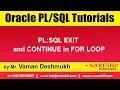 Oracle Tutorials PL SQL EXIT and CONTINUE in FOR LOOP Mr Vaman Deshmukh