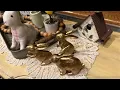 NEROSUN Set of 3 Easter Bunny Rabbit Gold Resin Figurines