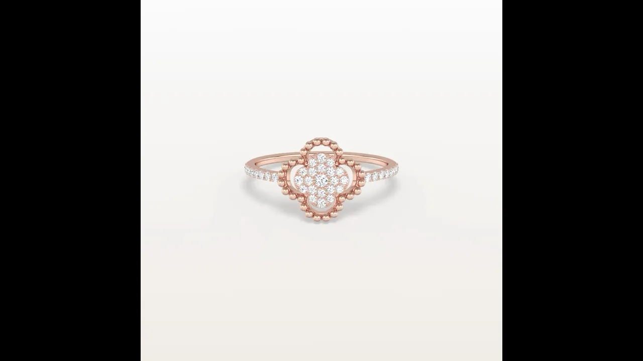 14K Gold / Platinum Pave Lab-Grown Diamond Clover Ring