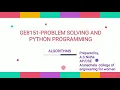Solving and Python Programming-Algorithms