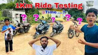 Bullet bike vs battery cycle vs Battery Bike vs Cycle | 1Km Ride Test | Kannayya Videos | Trendsadda