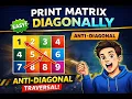 GFG POTD - Print Matrix Diagonally Anti-Diagonal Traversal Easy DSA