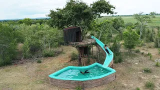 We Built a 2-Story Jungle Treehouse with Private Pool In 30Days