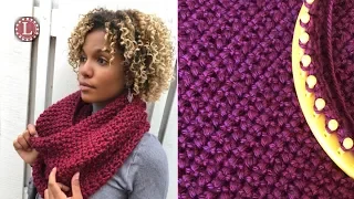 LoOM KNIT Scarf Oversized Cowl Purl in 8 Stitch Pattern Extra Large Round or Long Loom