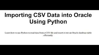 Python - Read from CSV and write to Oracle
