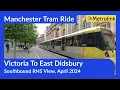 Manchester Metrolink Tram Ride - Victoria To East Didsbury Southbound View From RHS April 2024