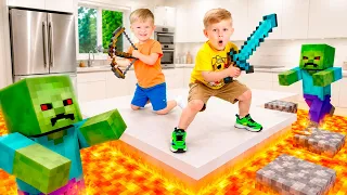Oliver sinh tồn trong thế giới hình khối! Phiêu lưu Minecraft cho trẻ em