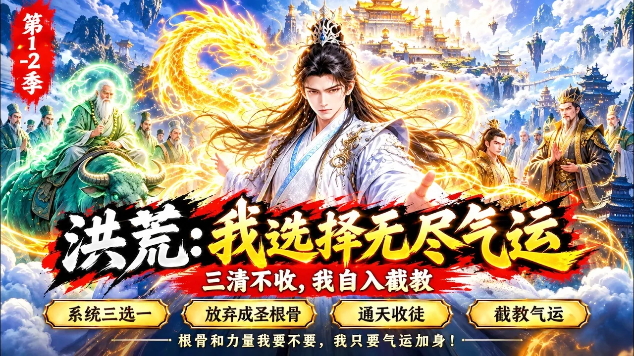 一口气看完丨第1-2季,放弃顶级根骨与盘古权柄,只求气运护身,洪荒我选择无尽气运
